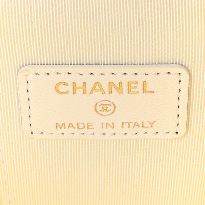 Chanel Lambskin Quilted Mini Camellia Bow Vanity Case With Chain White 6 of 11