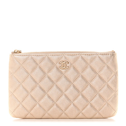Chanel Metallic Lambskin Quilted Cosmetic Cas Gold 1 of 8