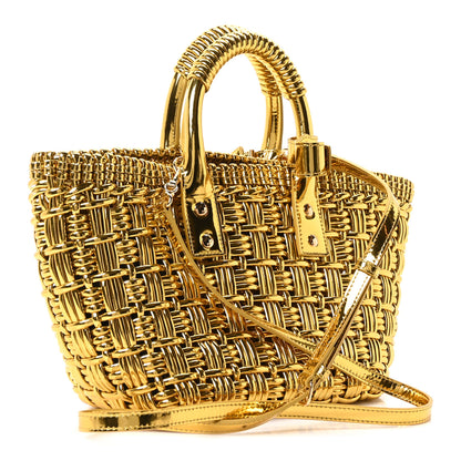 Balenciaga Metallic Patent Calfskin Braided XS Bistro Basket Gold 3 of 11