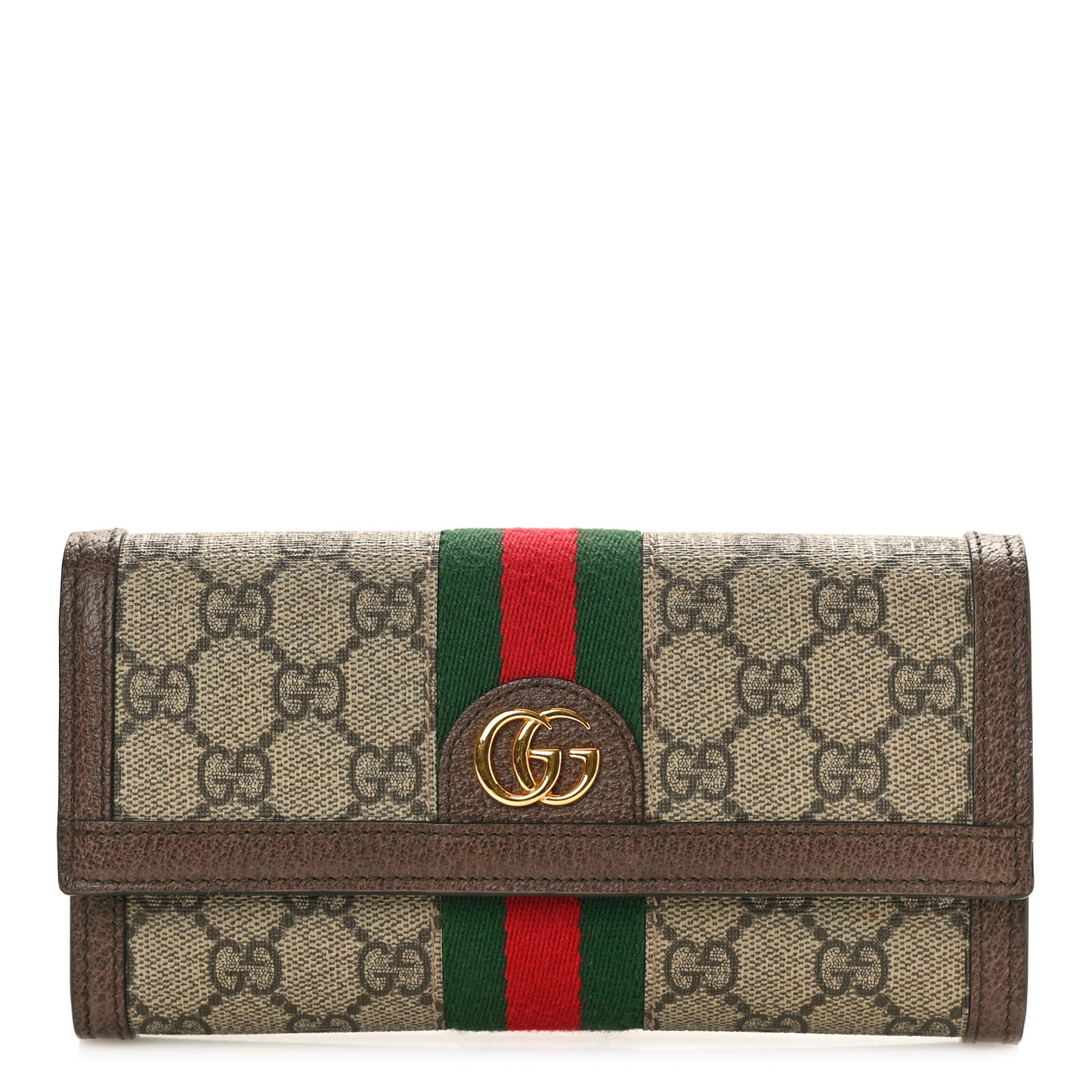 GG Supreme Monogram Web Ophidia Continental Wallet Brown
