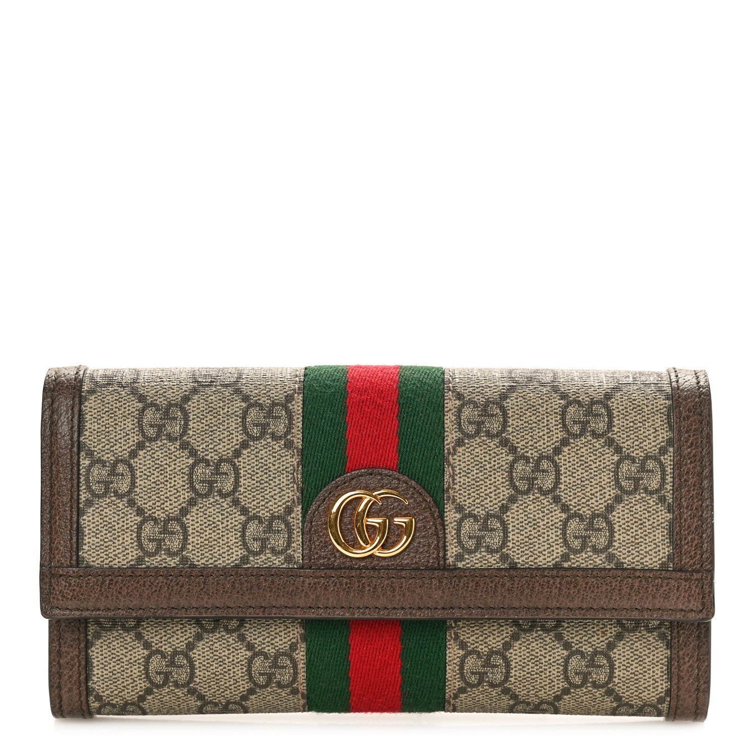Gucci GG Supreme Monogram Web Ophidia Continental Wallet Brown 1 of 8