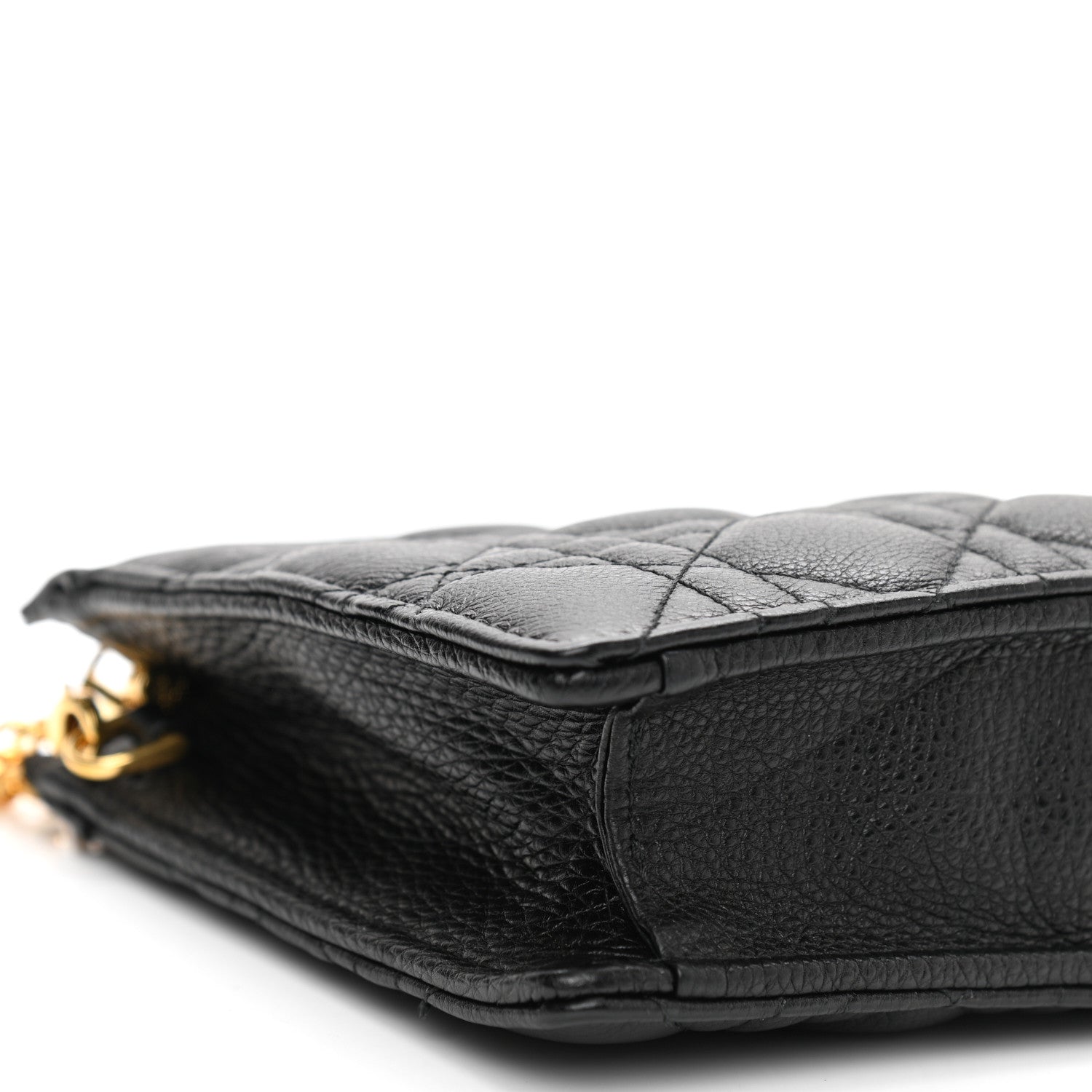 Christian Dior Calfskin Cannage Caro Zipped Pouch With Chain Black 8 of 10