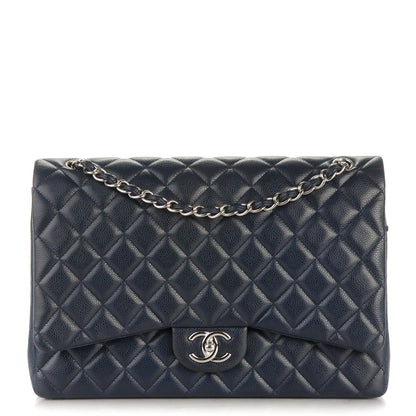 Chanel Caviar Quilted Maxi Double Flap Navy Blue 1 of 8