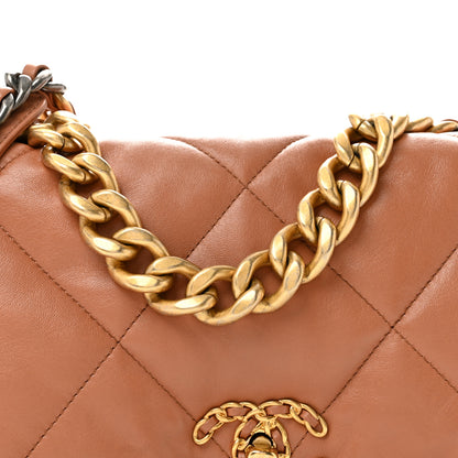 Chanel Lambskin Quilted Large Chanel 19 Flap Brown 8 of 12