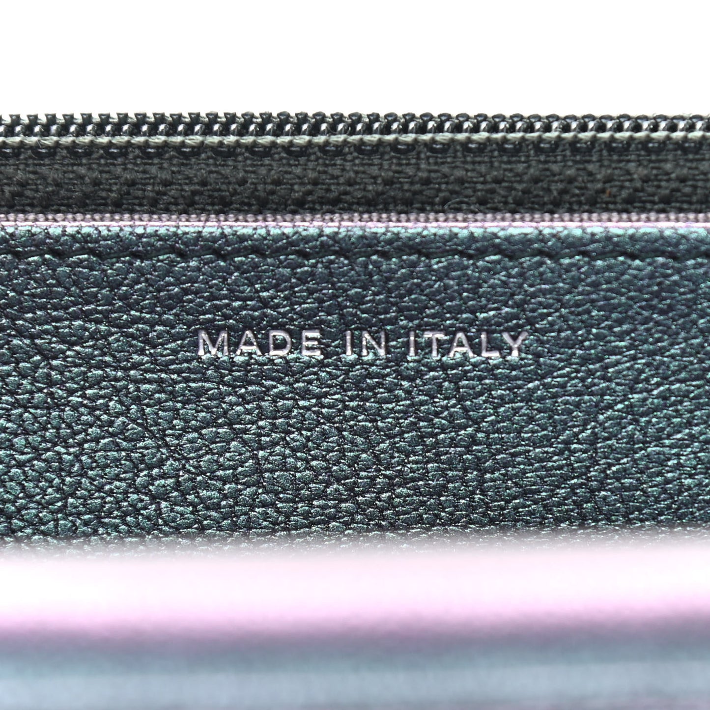 Iridescent Goatskin Quilted Wallet On Chain WOC Purp