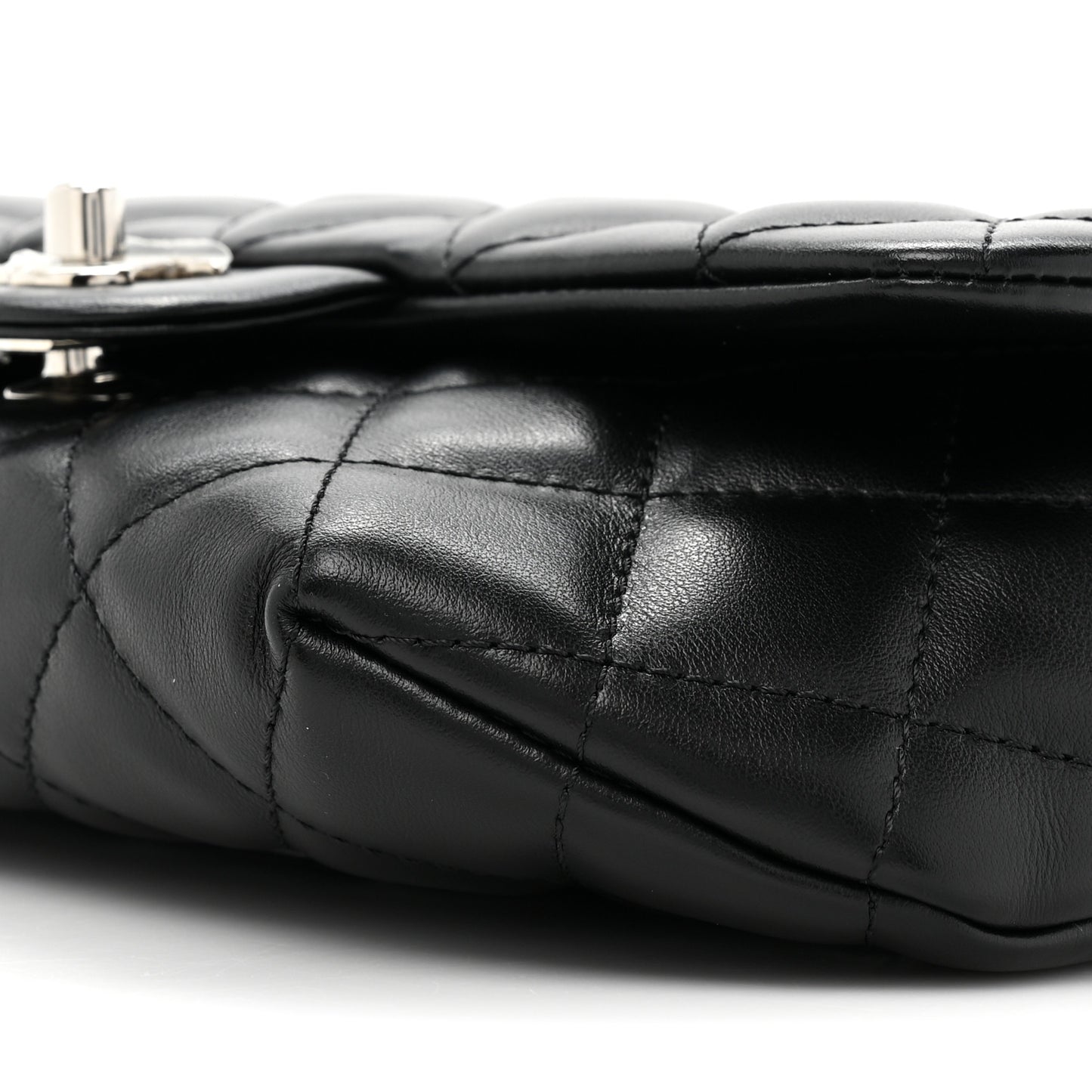 Calfskin Quilted CC Uniform Flap Belt Bag Black