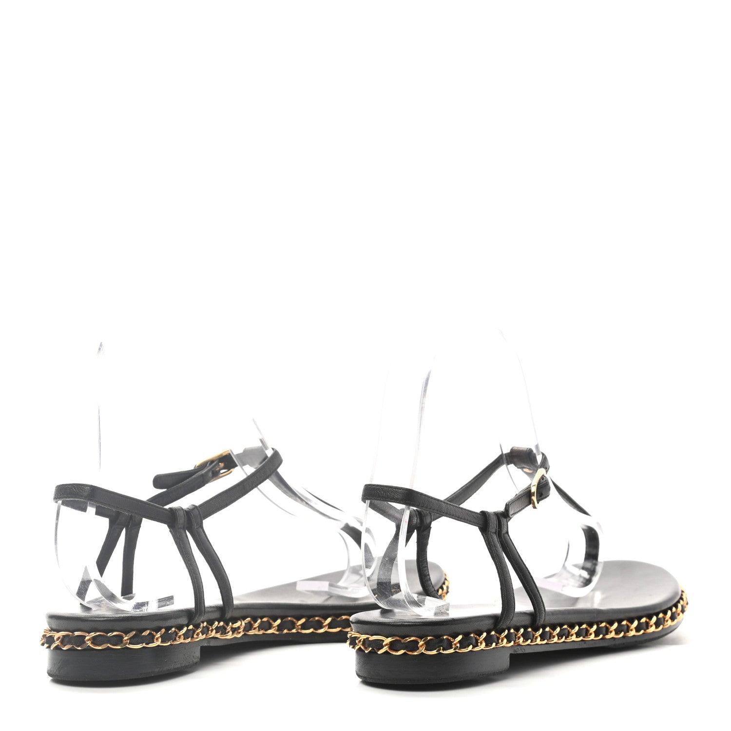 Chanel Lambskin Chain Thong Sandals 38 Black 4 of 7