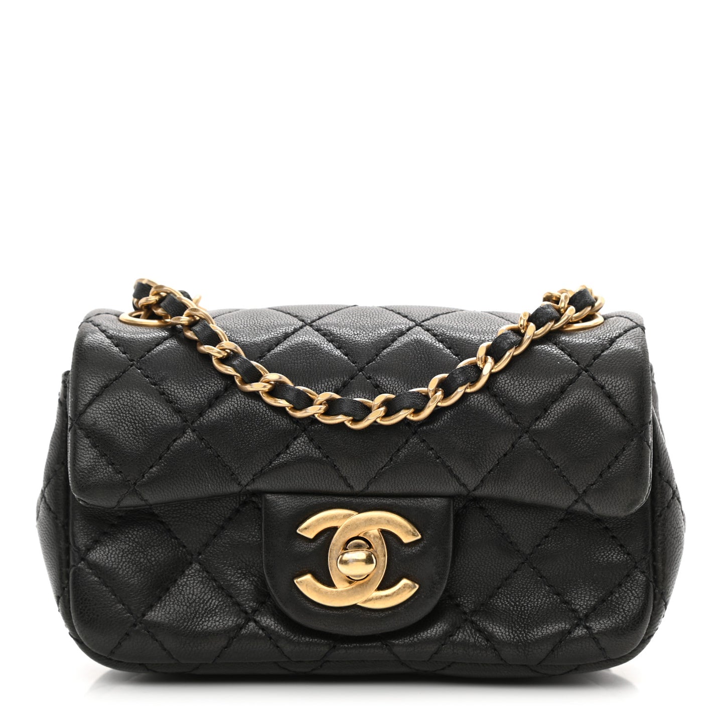 Lambskin Quilted Extra Mini Flap Black
