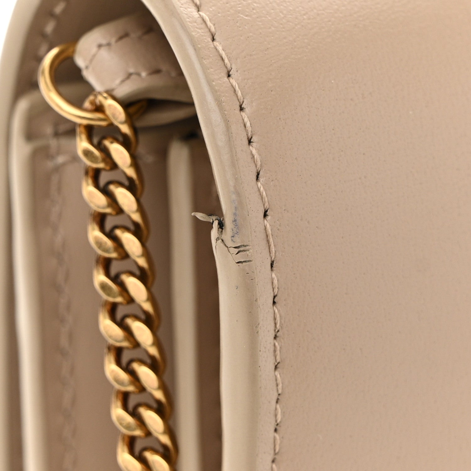 Saint Laurent Glossy Calfskin Monogram Chain Wallet Dark Beige 12 of 13