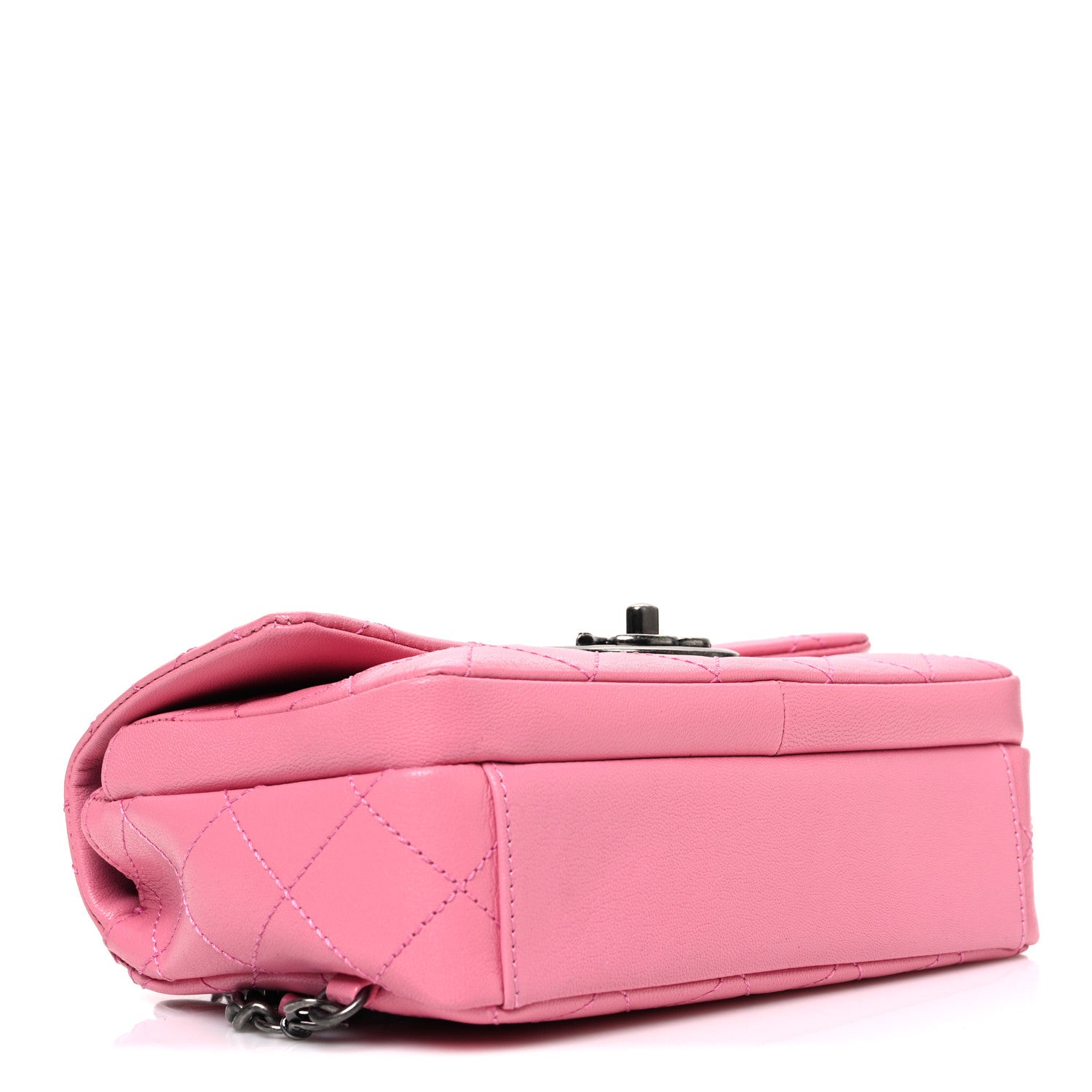 Chanel Shiny Goatskin Quilted Small Double Carry Waist Chain Flap Pink 4 of 10