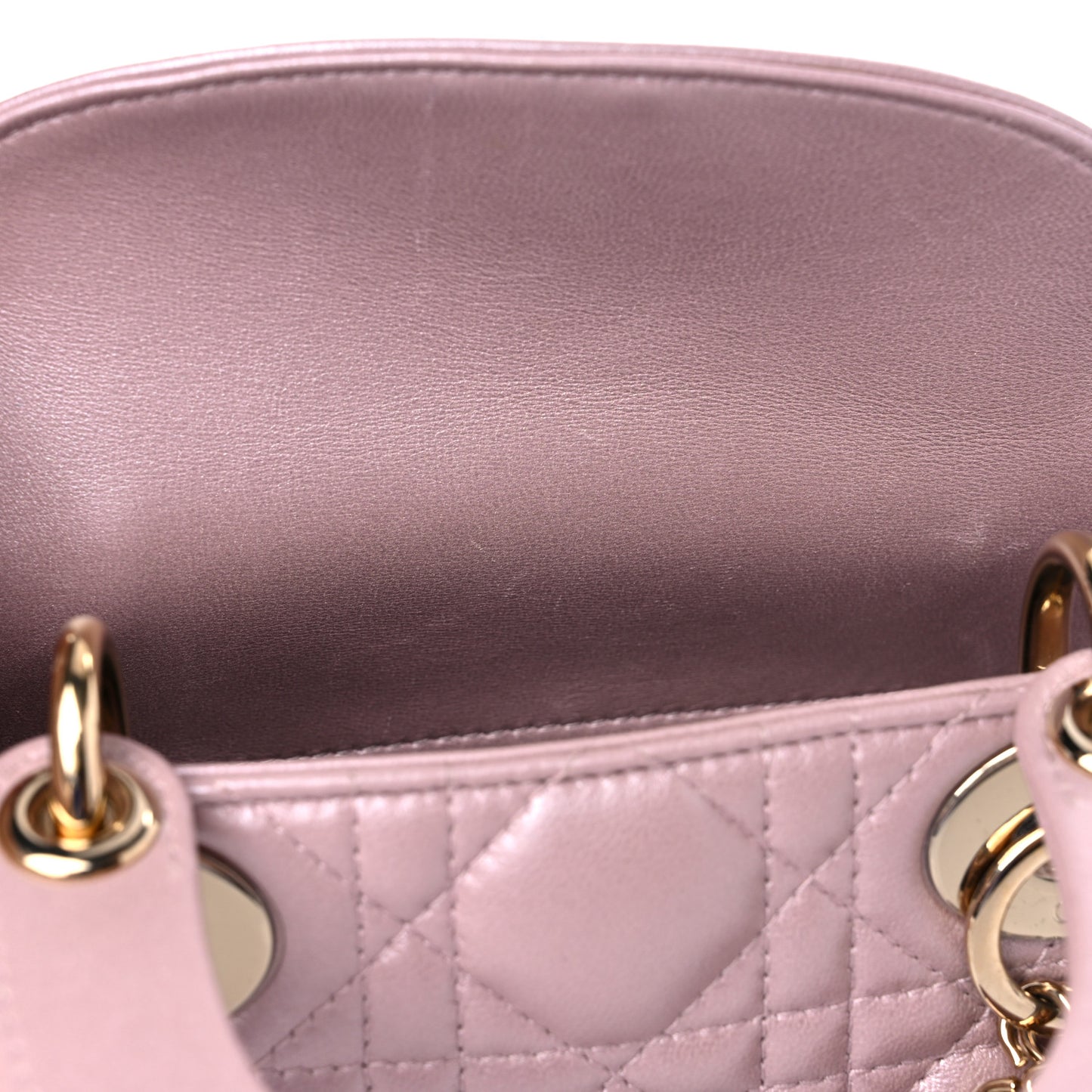 Metallic Lambskin Cannage Mini Lady Dior Lotus