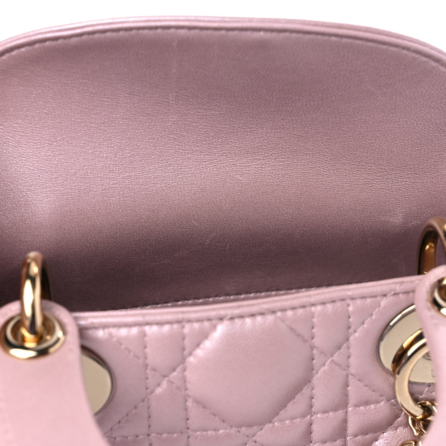Christian Dior Metallic Lambskin Cannage Mini Lady Dior Lotus 11 of 17
