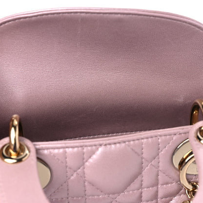 Christian Dior Metallic Lambskin Cannage Mini Lady Dior Lotus 11 of 17