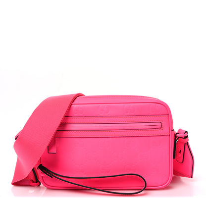 Gucci Rubber Effect Monogram GG Crossbody Bag Fluorescent Fuchsia 1 of 11