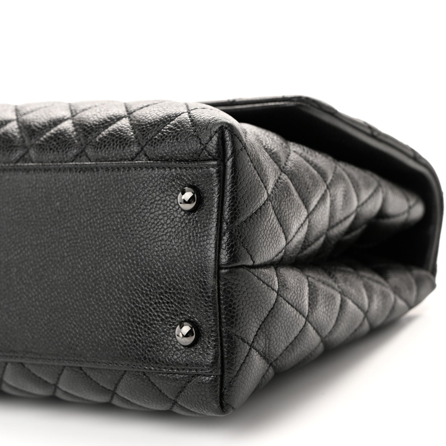 Shiny Caviar Quilted Medium Coco Handle Flap So Black