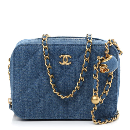 Chanel Denim Quilted CC Pearl Crush Camera Case Blue 1 of 9