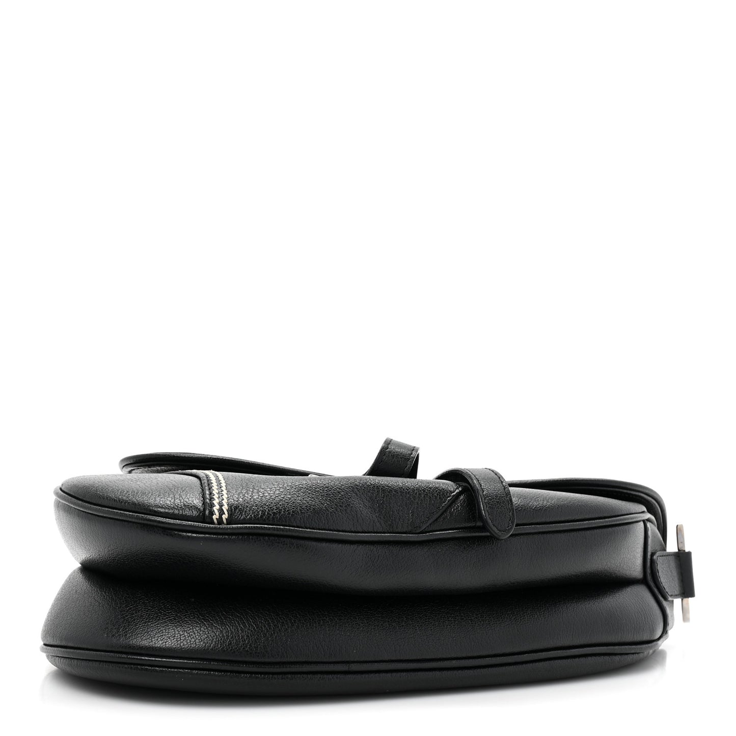 Shiny Goatskin Saddle Bag Black