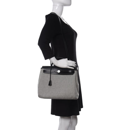 Hermes Vache Hunter Criss Viking Herbag Zip Retourne 31 PM Ecru Black 2 of 9
