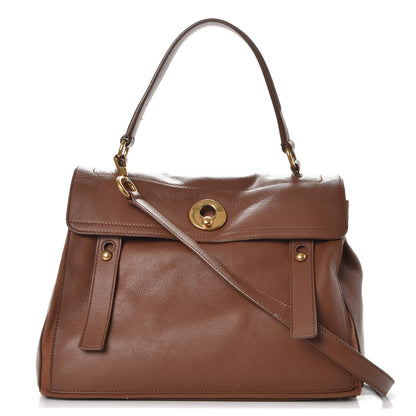 Saint Laurent Calfskin Canvas Medium Muse Two Brown 1 of 14