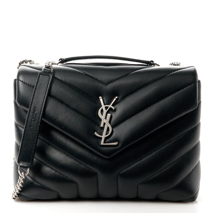 Saint Laurent Calfskin Y Quilted Monogram Small Loulou Chain Satchel Black 1 of 12