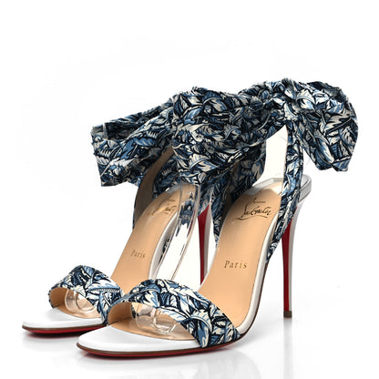 Christian Louboutin Crepe Satin Tissu Blue Du Desert 100 Sandal 39 Multicolor White 3 of 9
