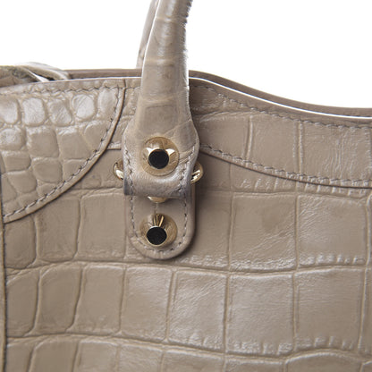 Balenciaga Calfskin Crocodile Embossed Classic Gold Hardware Mini City Beige Latte 10 of 10