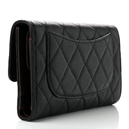 Chanel Caviar Quilted Large Gusset Flap Wallet Black 3 of 9