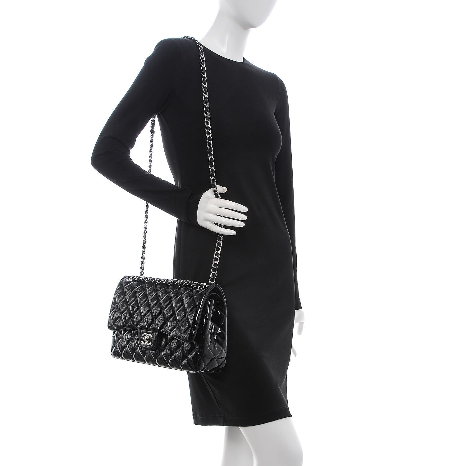Chanel Patent Quilted Jumbo Double Flap Black 3 of 11