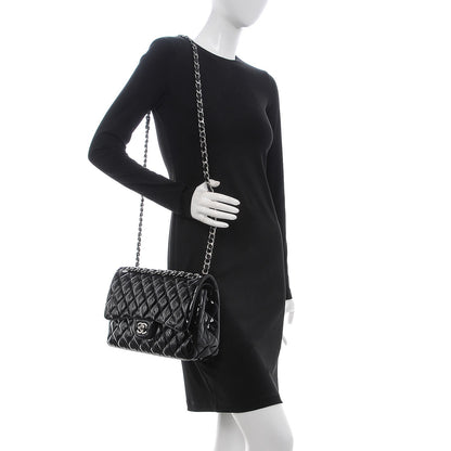 Chanel Patent Quilted Jumbo Double Flap Black 3 of 11