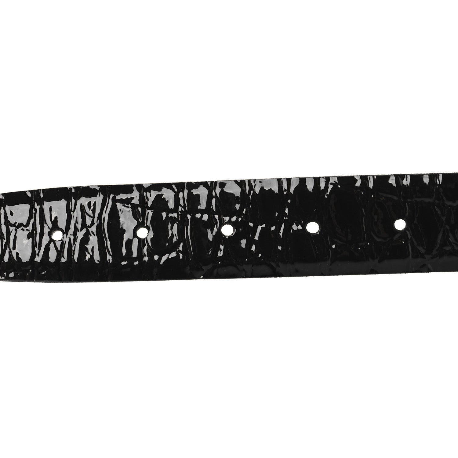 Saint Laurent Calfskin Crocodile Embossed Square Buckle Belt 75 30 Black 3 of 6