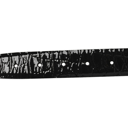 Saint Laurent Calfskin Crocodile Embossed Square Buckle Belt 75 30 Black 3 of 6