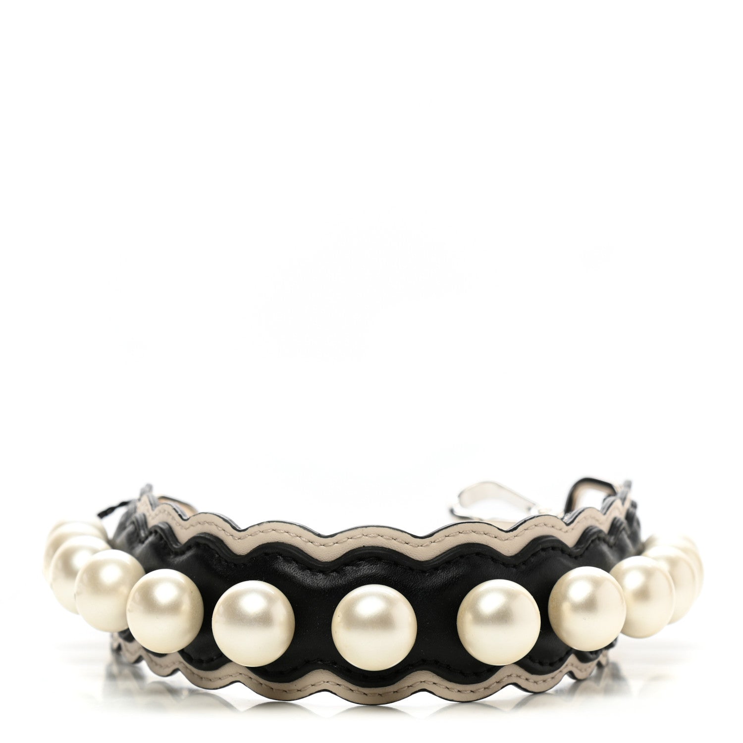 Fendi Calfskin Pearl Embellished Mini Strap You Black Camelia 1 of 4