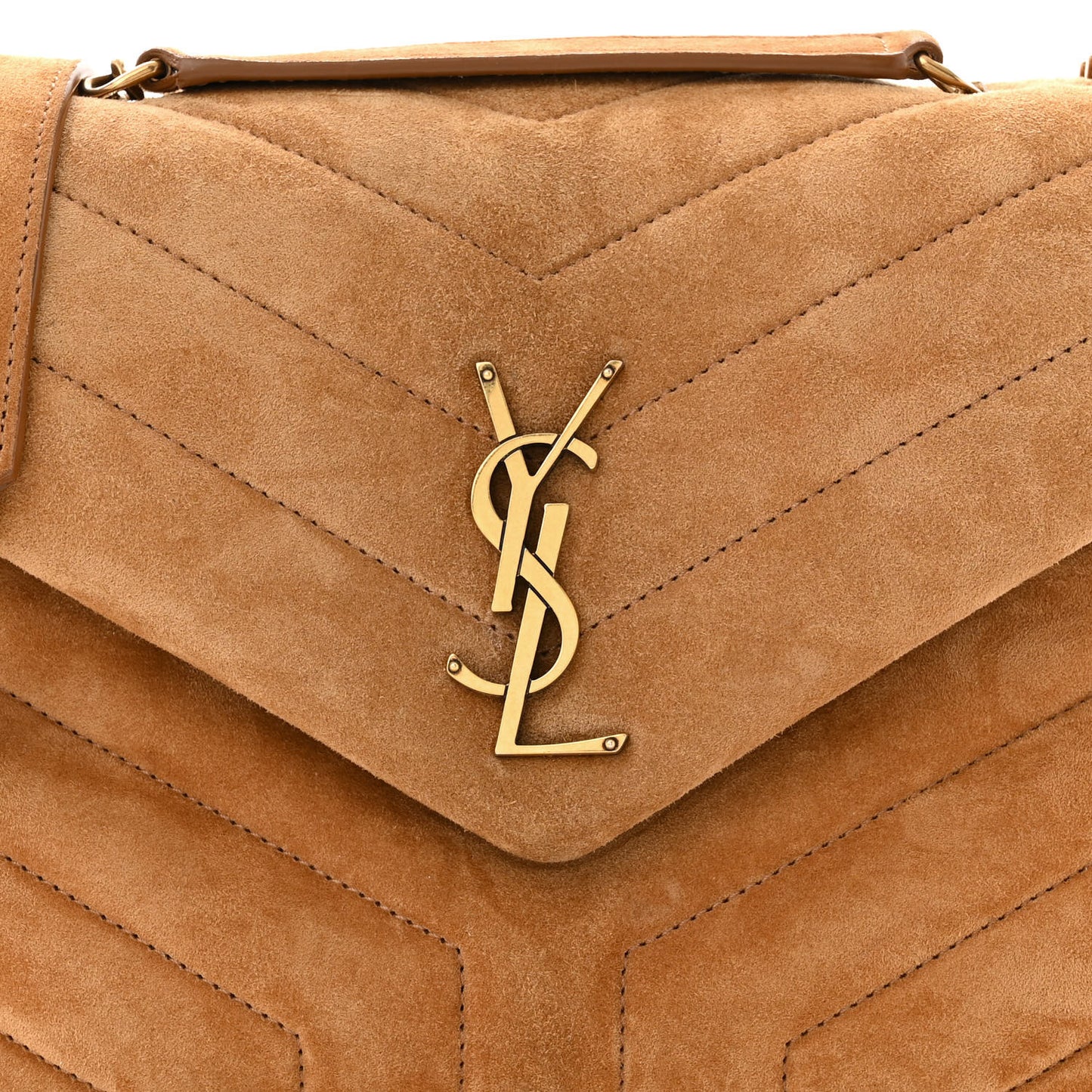 Suede Calfskin Y Quilted Monogram Small Loulou Chain Satchel Cinnamon