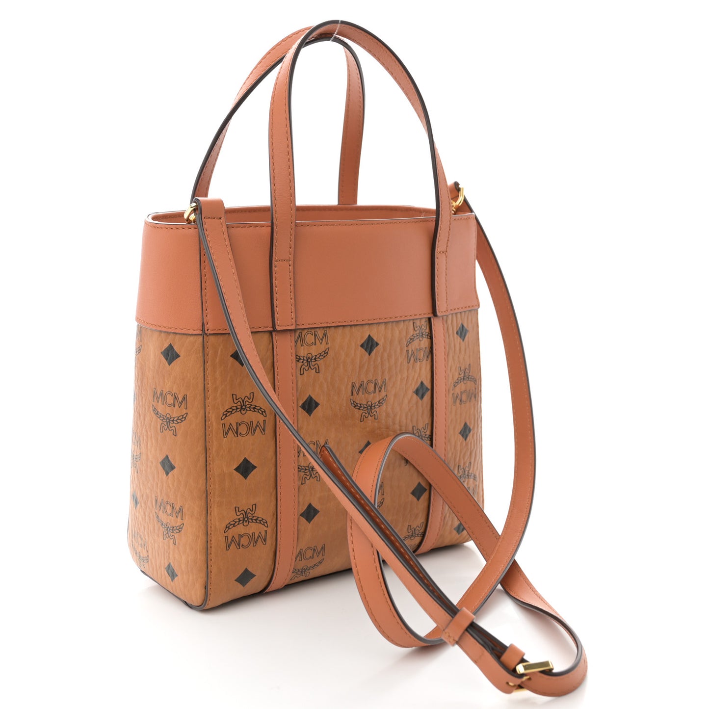 Visetos Nappa Mini Toni Top Zip Shopper Tote Cognac