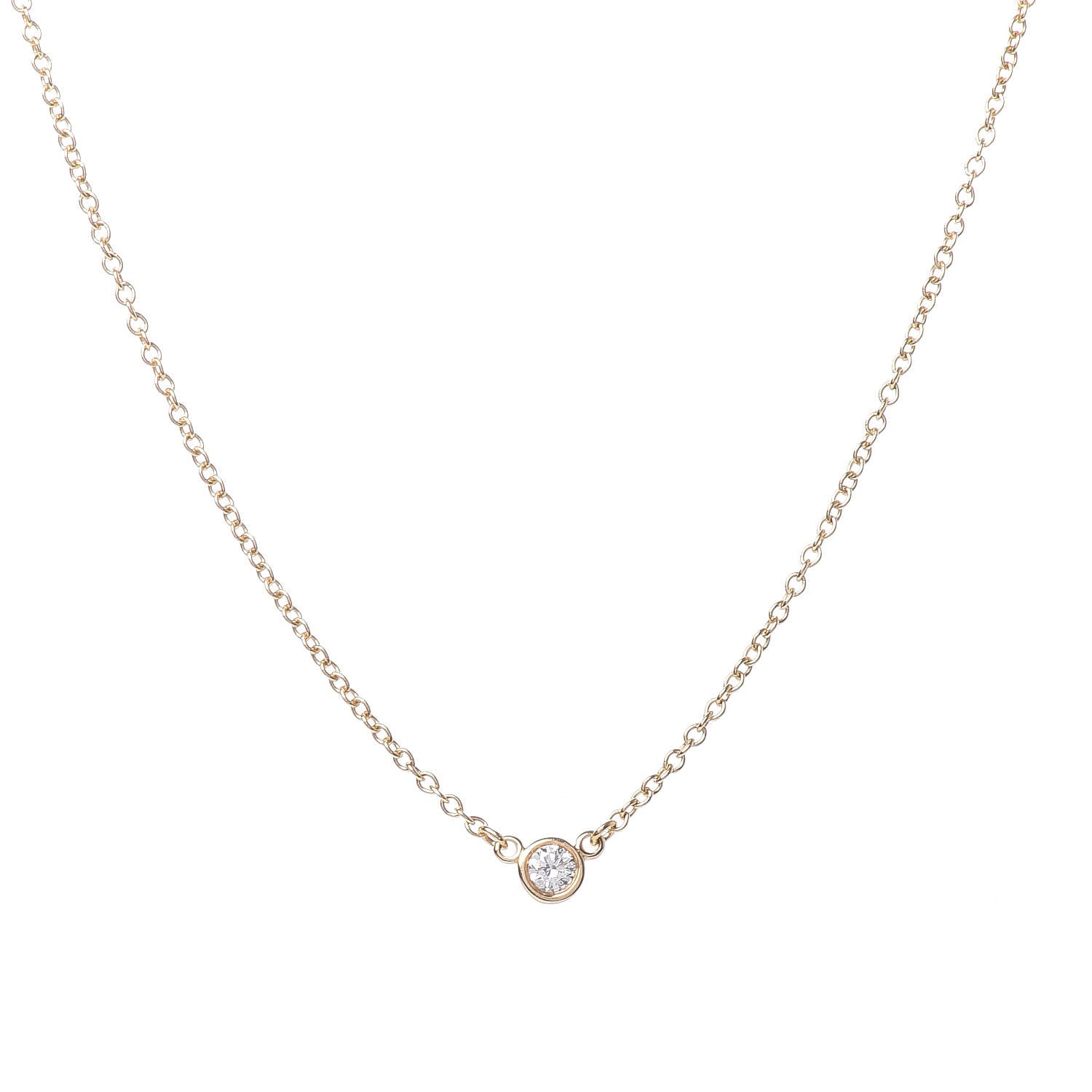 Tiffany 18K Yellow Gold Diamond .05ct Elsa Peretti Diamonds by the Yard Pendant Necklace 4 of 6