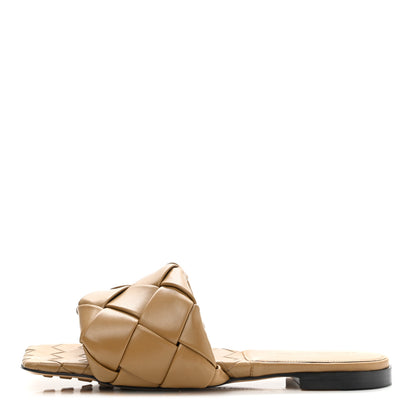Bottega Veneta Nappa Maxi Intrecciato Lido Flat Sandals 38 Tan 1 of 9