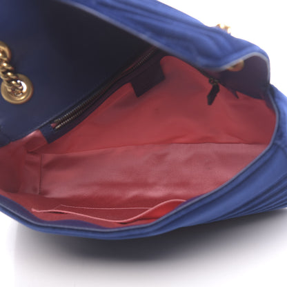 Gucci Velvet Matelasse Medium GG Marmont Shoulder Bag Cobalt Blue 5 of 13