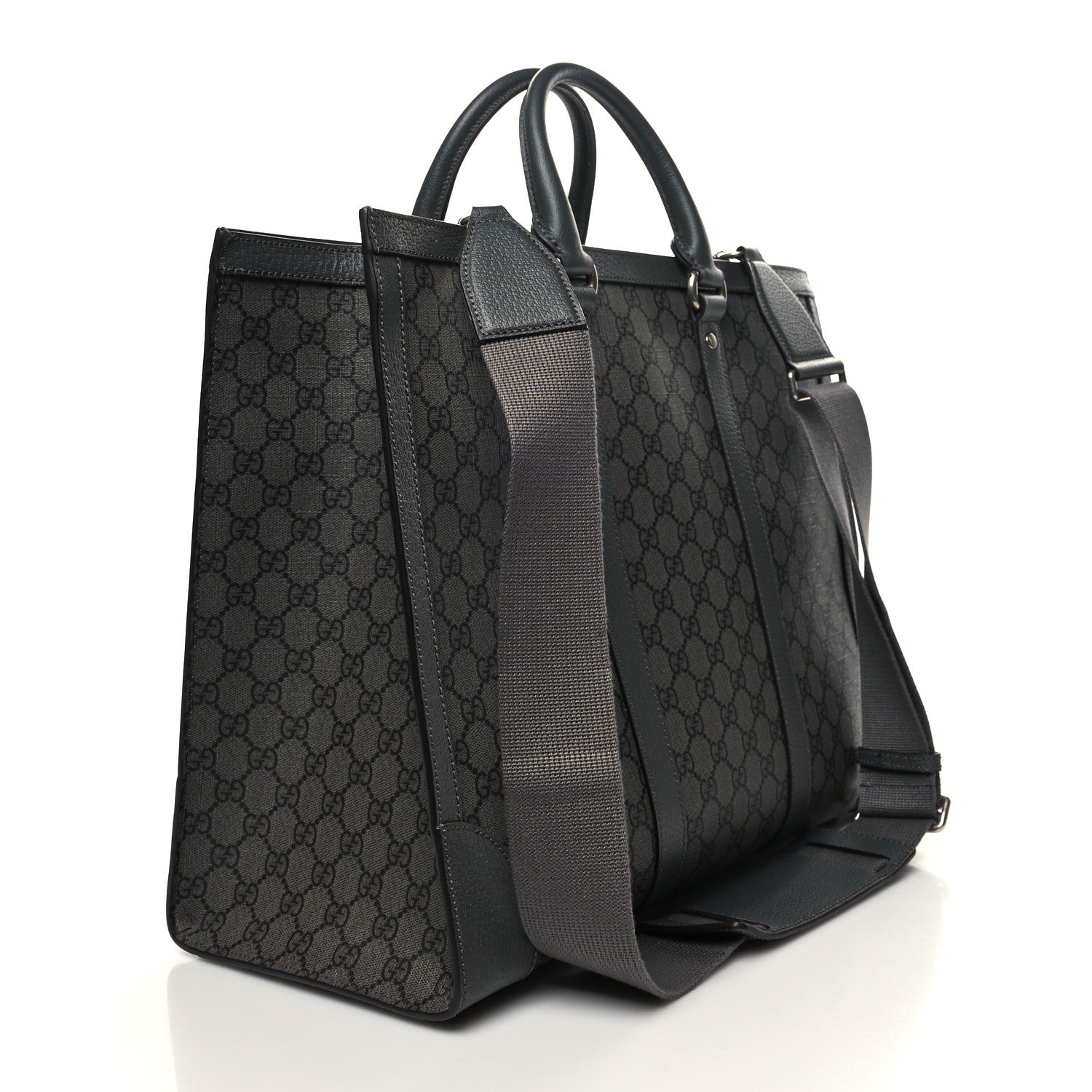 Gucci GG Supreme Monogram Textured Dollar Calfskin Large Ophidia Tote Bag Grey Black Graphite Grey 3 of 10