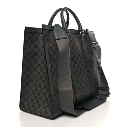 Gucci GG Supreme Monogram Textured Dollar Calfskin Large Ophidia Tote Bag Grey Black Graphite Grey 3 of 10