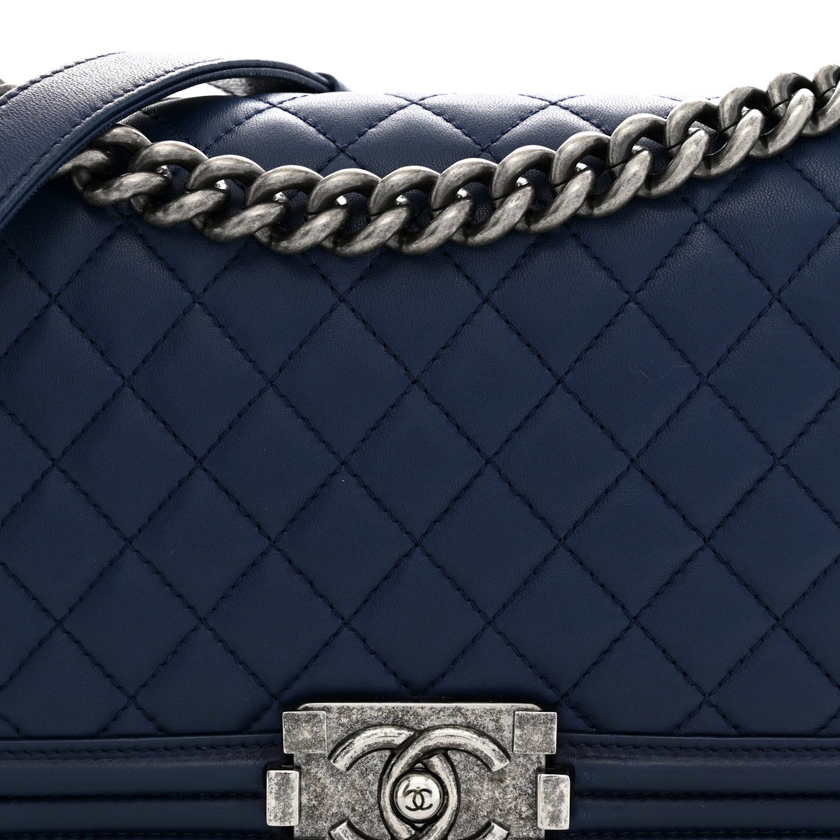 Chanel Lambskin Quilted Medium Boy Flap Navy 8 of 10