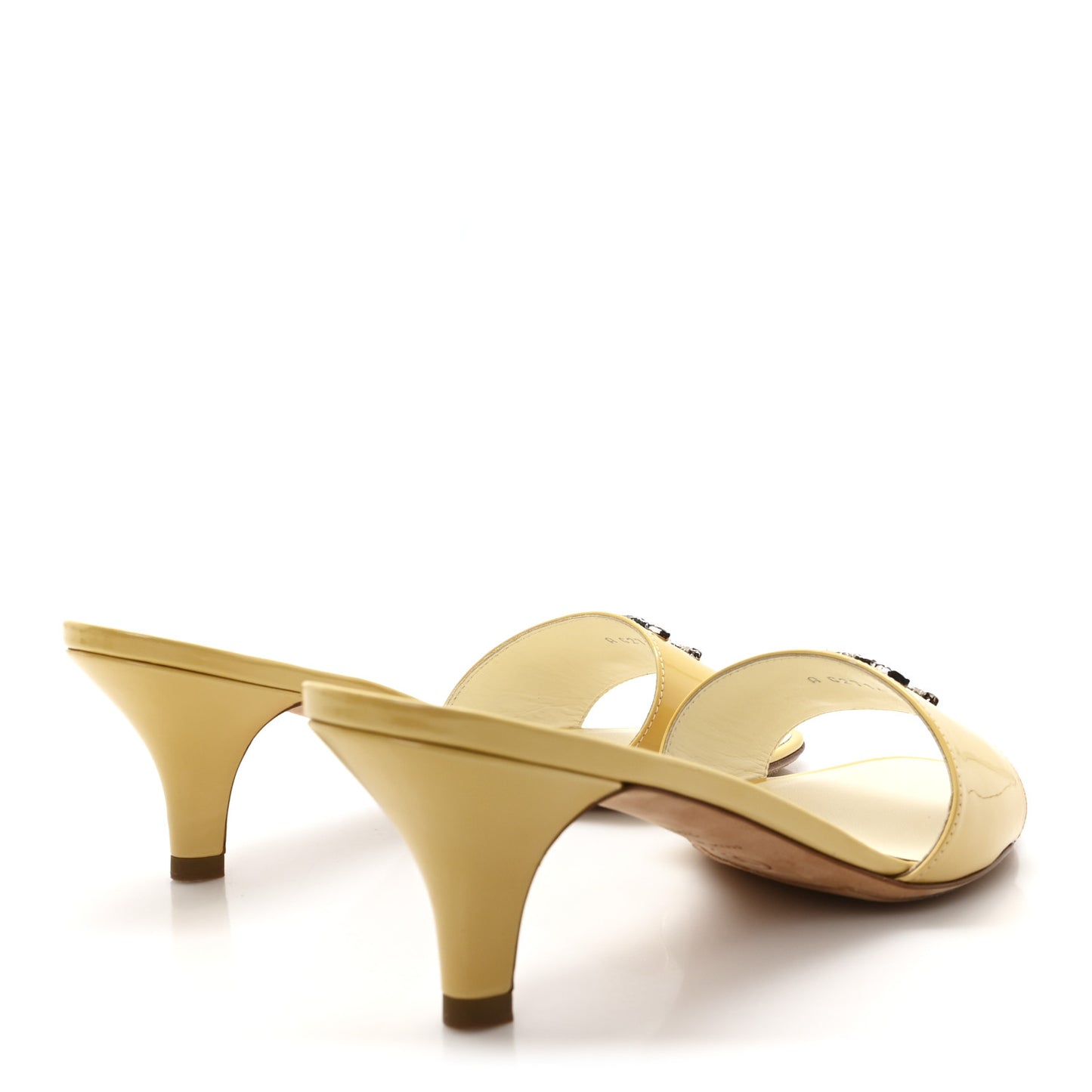 Patent Calfskin CC Mules 38.5 Beige