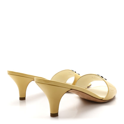 Chanel Patent Calfskin CC Mules 38.5 Beige 5 of 10