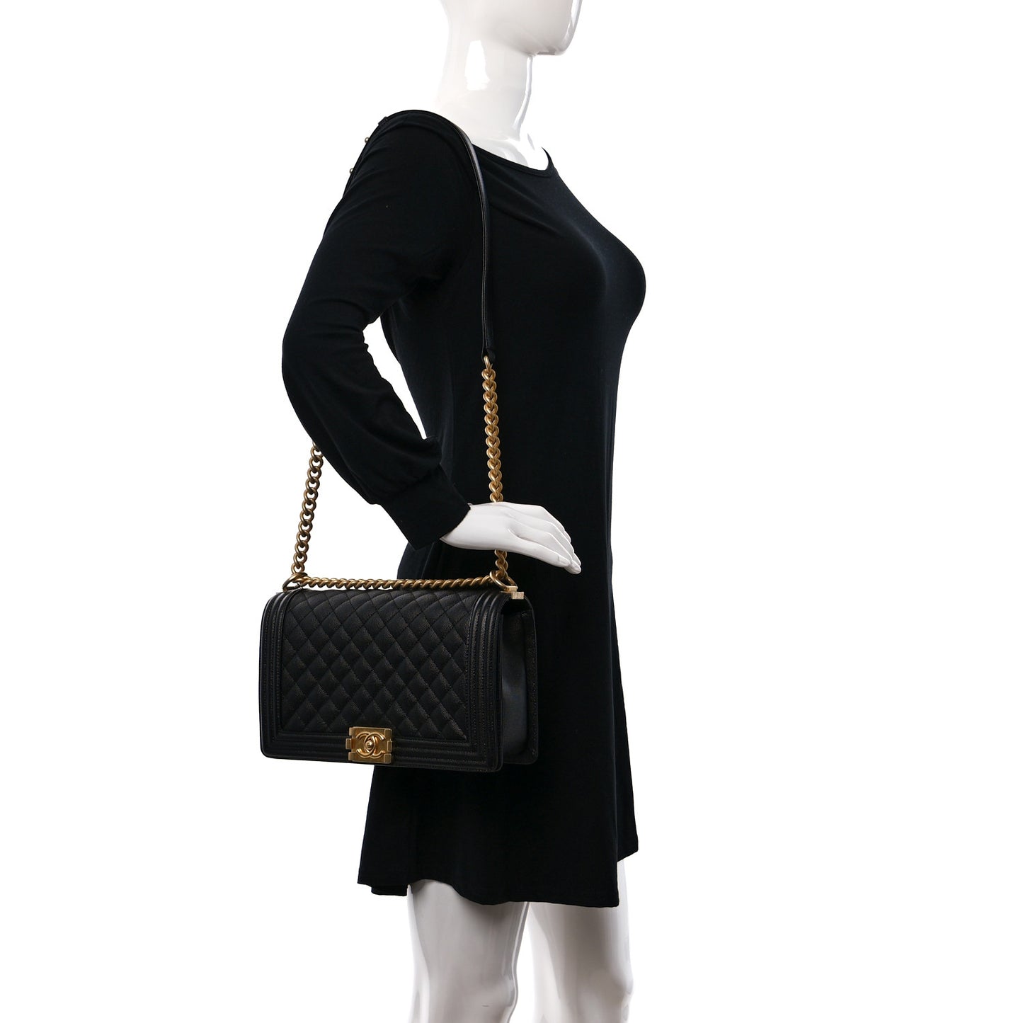 Caviar Quilted New Medium Boy Flap Black
