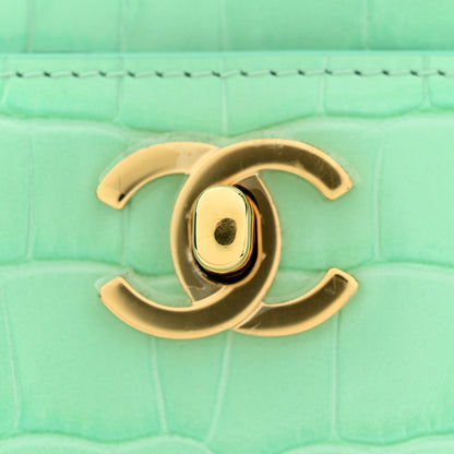Chanel Calfskin Crocodile Embossed Archetype Small Shopping Tote Green 11 of 11