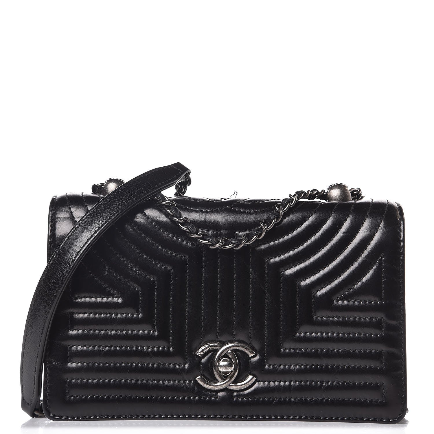 Chanel Glazed Calfskin Quilted Small Korean Garden Flap Black 1 of 9