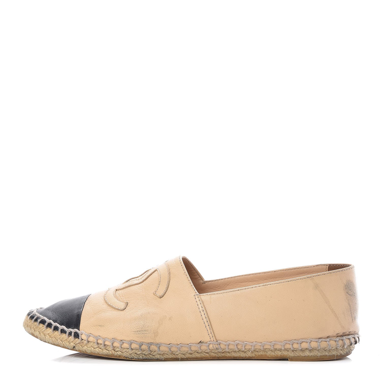 Chanel Lambskin CC Espadrilles 38 Beige Black 1 of 17