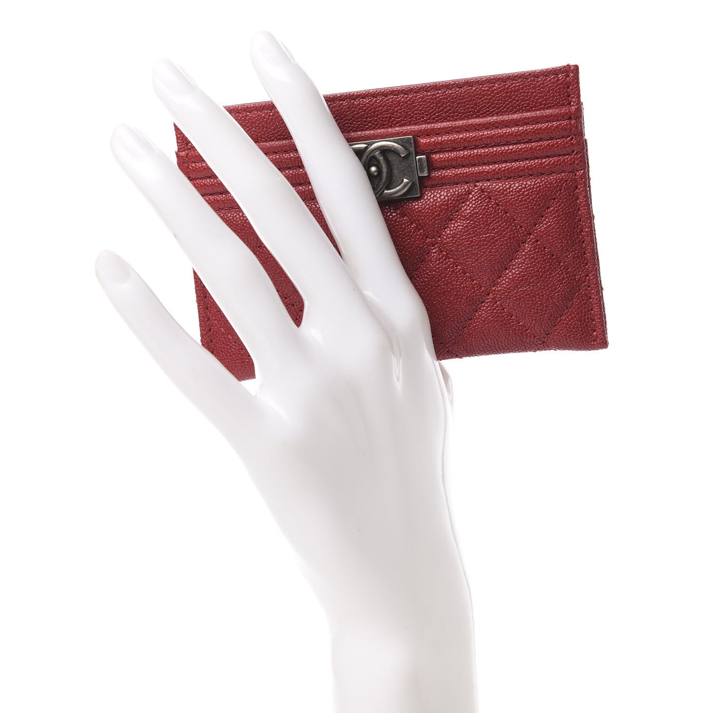Caviar Quilted Boy Card Holder Red