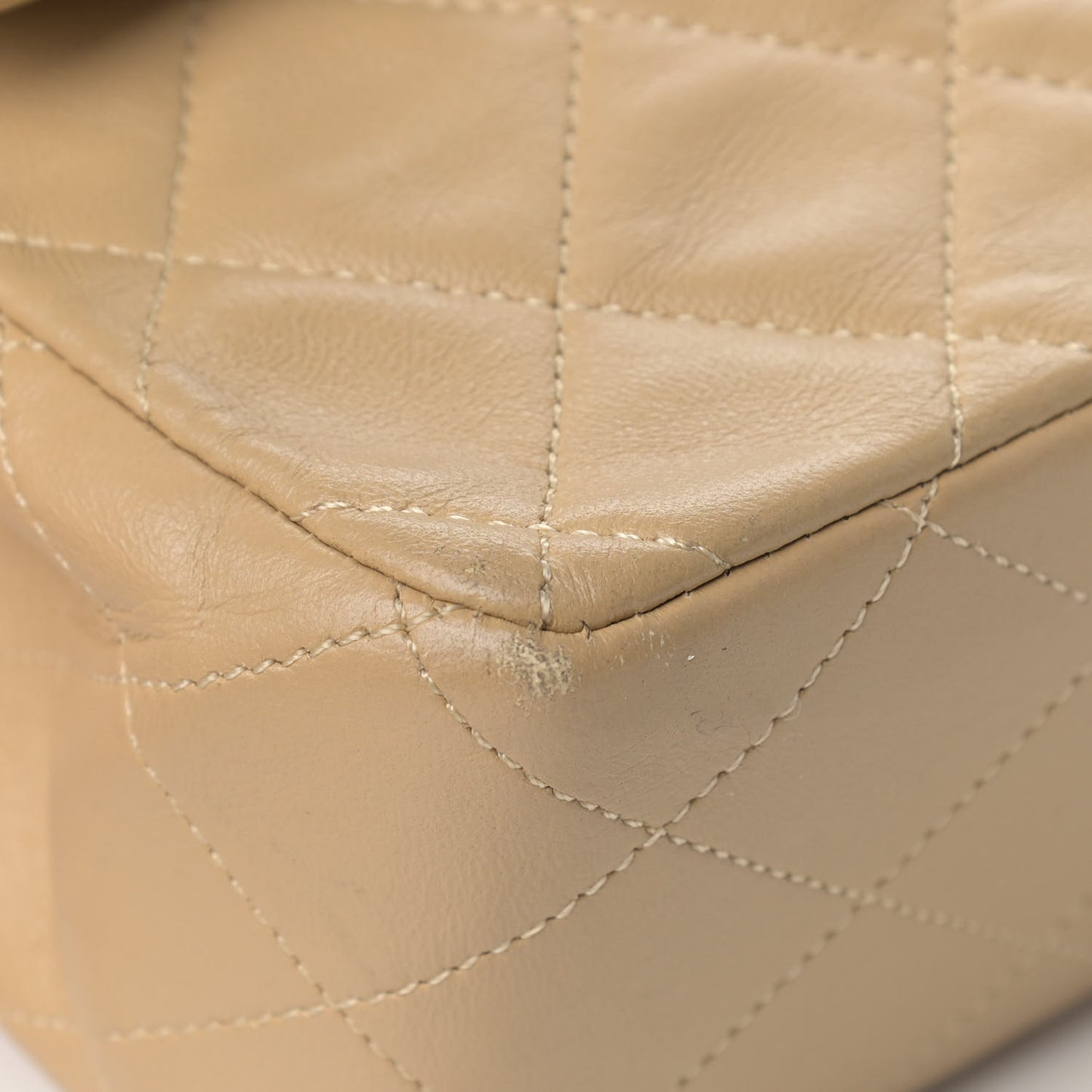 Lambskin Quilted Medium Double Flap Beige