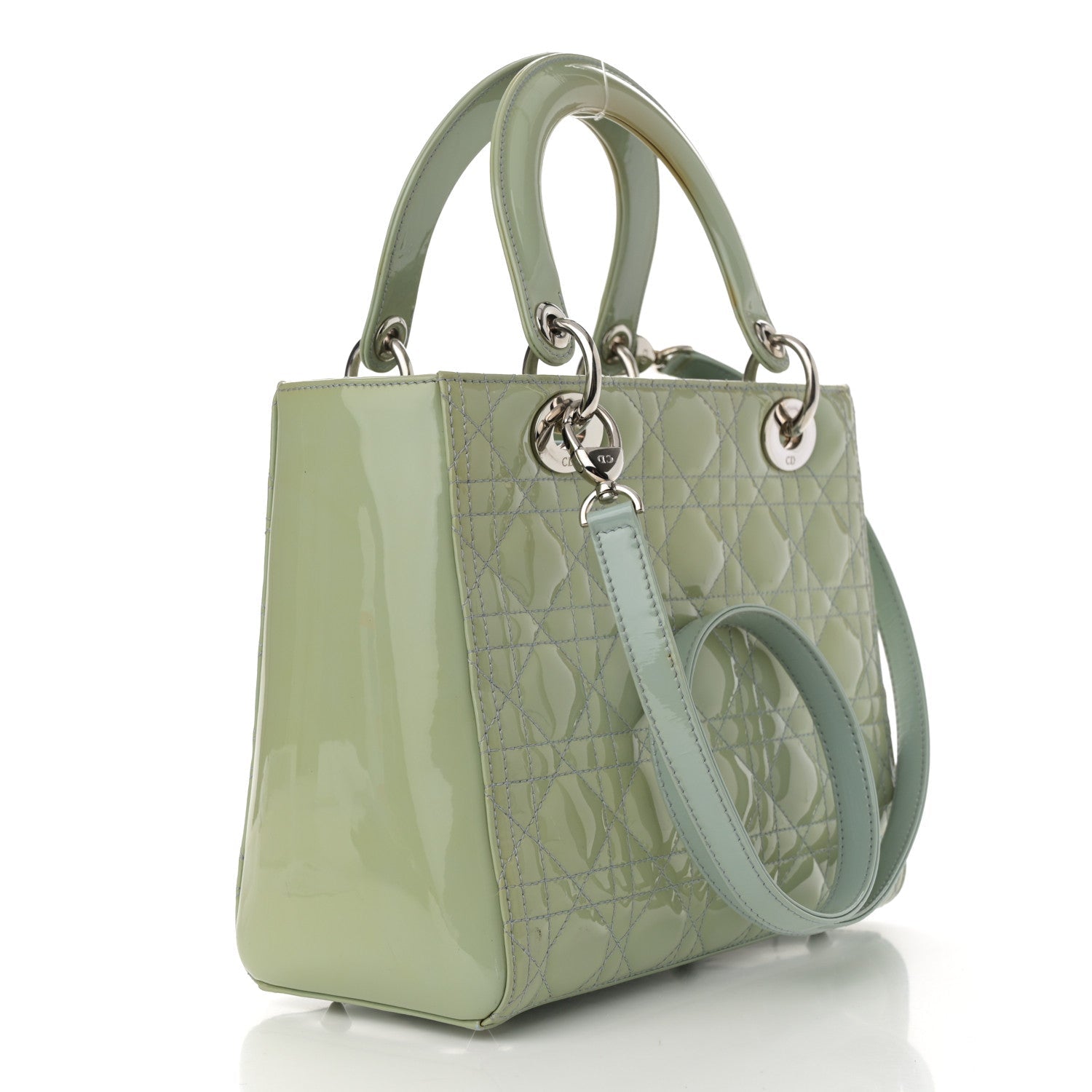 Christian Dior Patent Cannage Medium Lady Dior Blue Alcier 3 of 17