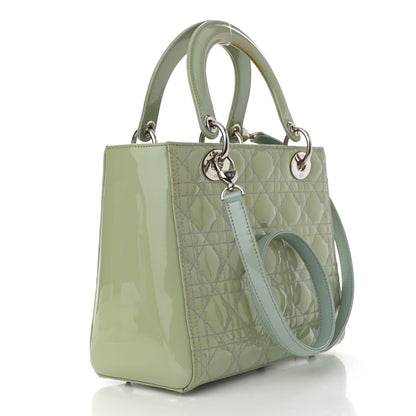 Christian Dior Patent Cannage Medium Lady Dior Blue Alcier 3 of 17